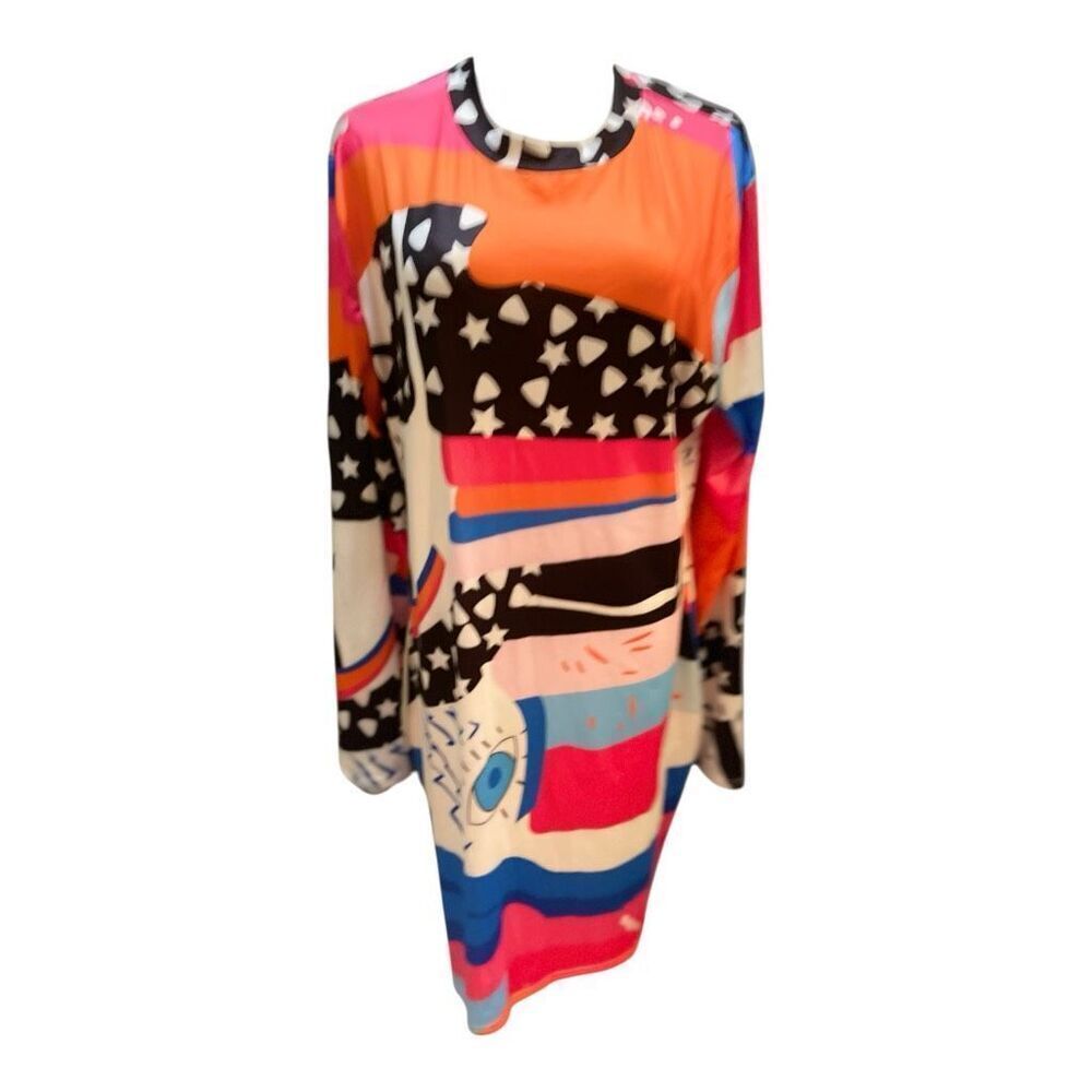 Fun Plus Size Multicolor Geometric Design Dress Size 4X NWOT
